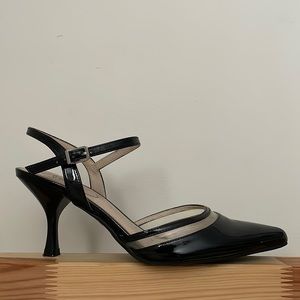 Black Patent Leather Slingback Heels